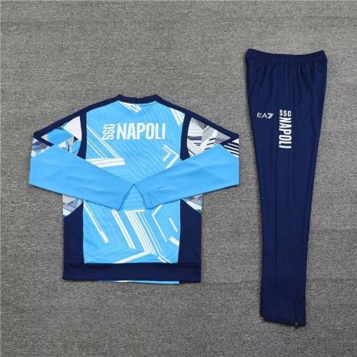 2024-2025 Napoli Blue Soccer Training Sweater and Pants Napoles Football Kit