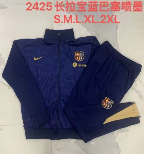 2024-2025 Barcelona Dark Blue Soccer Training Jacket Football Jacket and Pants