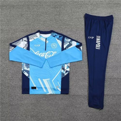 2024-2025 Napoli Blue Soccer Training Sweater and Pants Napoles Football Kit