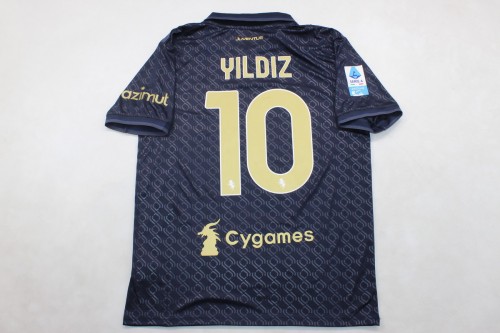 with All Sponor Logos+Serie A Patch Maillot Juve Shirt Fan Version 2024-2025 Juventus YILDIZ 10 Third Away Soccer Jersey Football Shirt