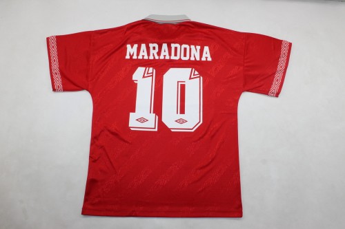 Retro Jersey 1994-1996 Sevilla MARADONA 10 Away Red Soccer Jersey Vintage Football Shirt