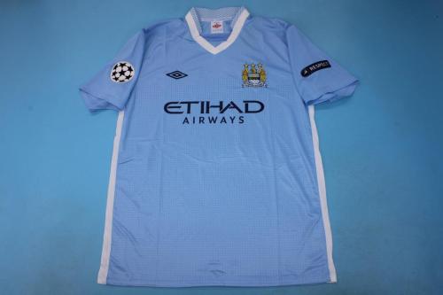 with UCL Patch Retro Jersey 2011-2012 Manchester City Home Soccer Jersey Vintage Football Shirt