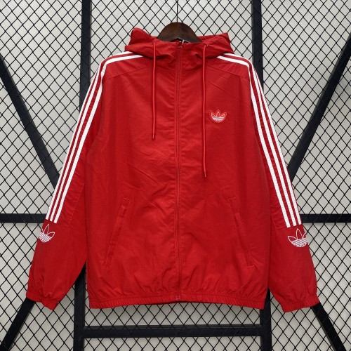 with Hat 2024-2025 AD Red Windbreaker Jacket Football Jacket