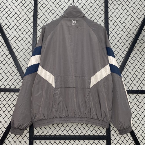 2024-2025 Real Madrid Grey/Yellow/Green Windbreaker Jacket Football Jacket