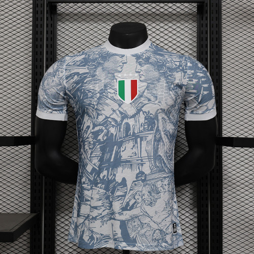 Player Version 2024 Italy White Soccer Training Jersey Football Pre-match Shirt