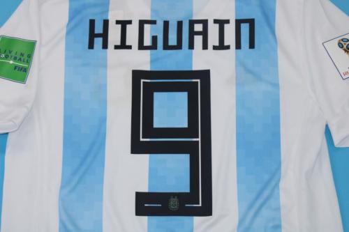 with World Cup Patch Retro Jersey 2018 Argentina HIGUAIN 9 Home Soccer Jersey Vintage Football Shirt