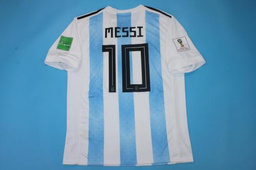 with World Cup Patch Retro Jersey 2018 Argentina MESSI 10 Home Soccer Jersey Vintage Football Shirt