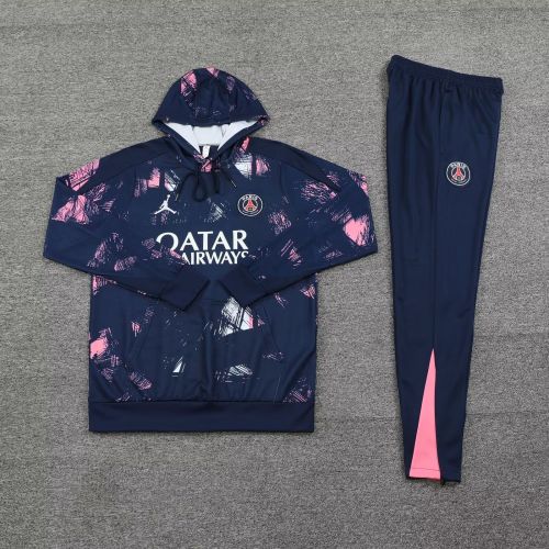 2024-2025 PSG Dark Blue/Pink Soccer Training Hoodie and Pants Paris Football Hoody
