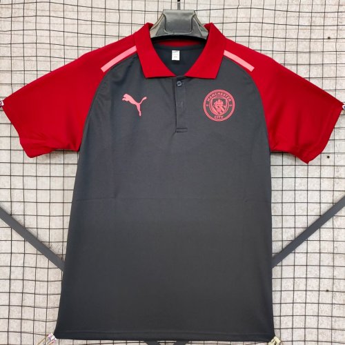 2024-2025 Manchester City Grey/Red Soccer Polo Football Polo