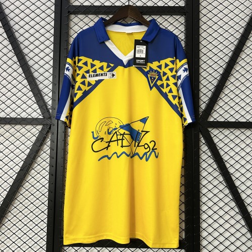 with Sponor Logo Retro Jersey 1991-1992 Cadiz Home Soccer Jersey Football Shirt