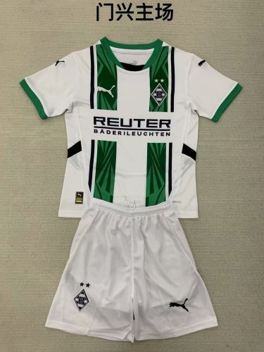 Youth Uniform Kids Kit 2024-2025 VfL Borussia Mönchengladbach Home Soccer Jersey Shorts Child Football Set
