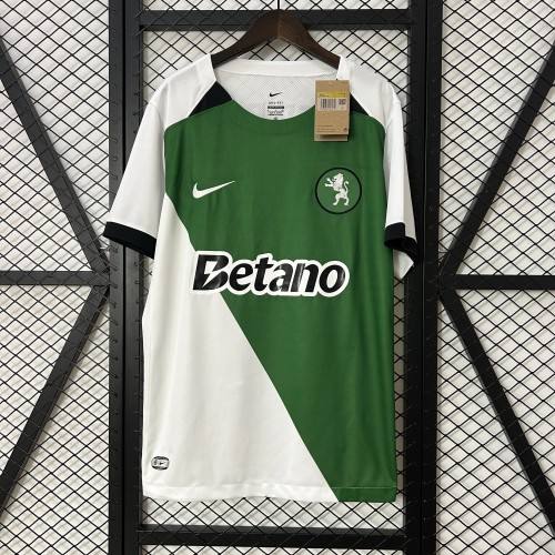 with Sponor Logo Fan Version 2024-2025 Sporting Lisbon Stromp Shirt Soccer Jersey