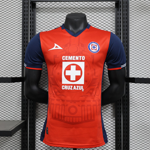 Player Version 2024-2025 Cruz Azul Third Away Red Soccer Jersey Football Shirt