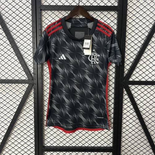 Women Flamengo 2024-2025 Third Away Black Soccer Jersey Girl Football Shirt