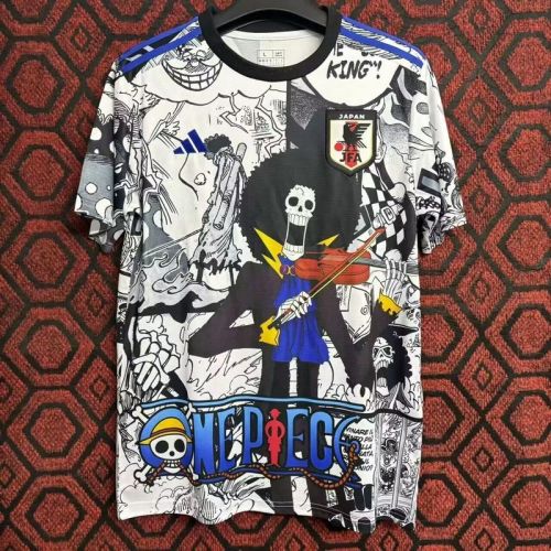 Fan Version Japan 2024 White/Black/Blue ONE PIECE Comic Soccer Jersey Football Shirt