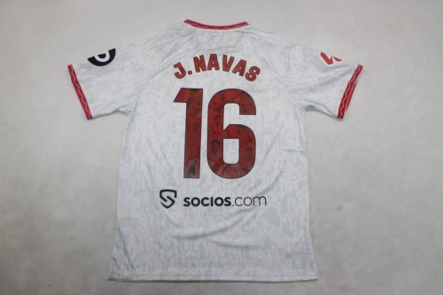 Navas Retired Fonts Fans Version 2024-2025 Sevilla J.navas 16 Home Soccer Jersey Football Shirt
