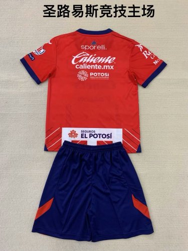 Youth Uniform Kids Kit 2024-2025 Atlético San Luis Home Soccer Jersey Shorts Child Football Set