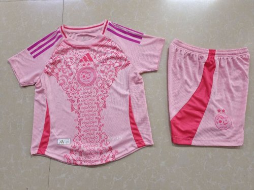 Player Version Youth Uniform Kids Kit 2025 Algeria Pink Soccer Jersey Shorts Child Football Set