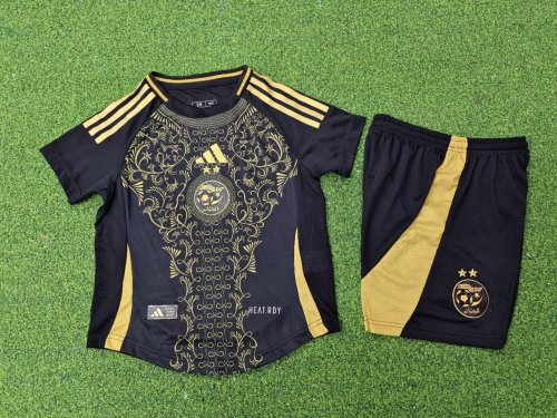 Player Version Youth Uniform Kids Kit 2025 Algeria Black Soccer Jersey Shorts Child Football Set