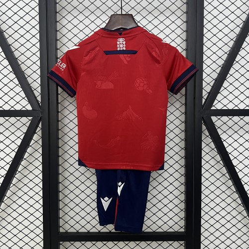 Youth Uniform Kids Kit Osasuna 2024-2025 Home Soccer Jersey Shorts Child Football Set