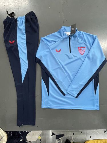 2024-2025 Sevilla Blue Soccer Training Sweater and Pants Football Kit