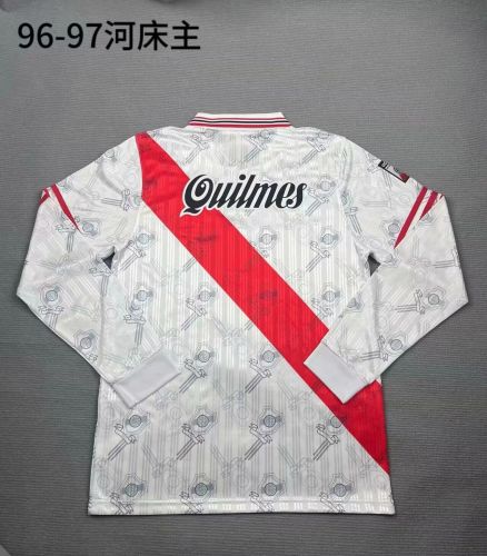 Long Sleeve Retro Jersey 1996-1997 River Plate Home Soccer Jersey LS Vintage Football Shirt