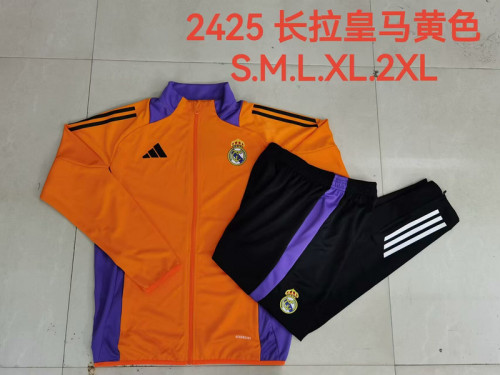 2024-2025 Real Madrid Orange/Purple Soccer Training Jacket Football Jacket and Pants
