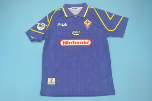 with Serie A Patch Retro Jersey 1997-1998 Fiorentina Home Soccer Jersey Vintage Football Shirt