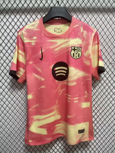 Barca Camisetas de Futbol Fans Version 2024-2025 Barcelona Pink/Yellow Special Version Soccer Jersey