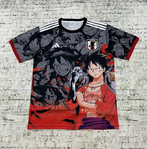 Fan Version Japan 2024 Black/Red Comic Soccer Jersey Football Shirt