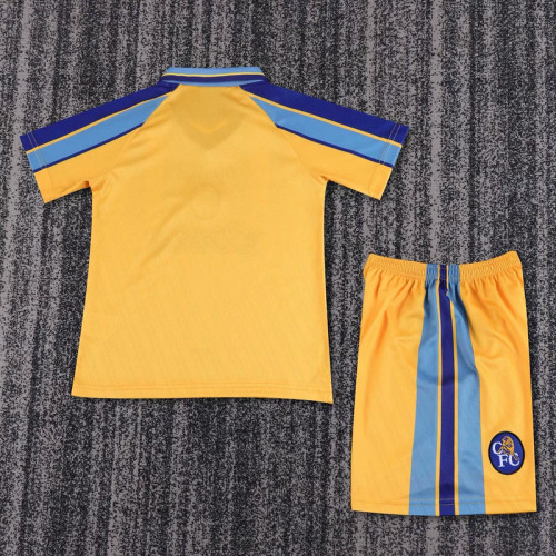 Retro Youth Uniform Kids Kit 1995-1997 Chelsea Away Yellow Soccer Jersey Shorts Vintage Child Football Set