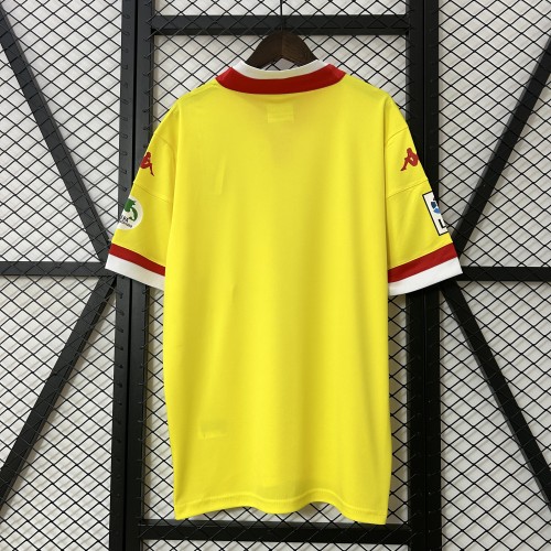 with LFP Patch Retro Jersey 2015-2016 Sporting Gijon Away Yellow Soccer Jersey Vintage Football Shirt