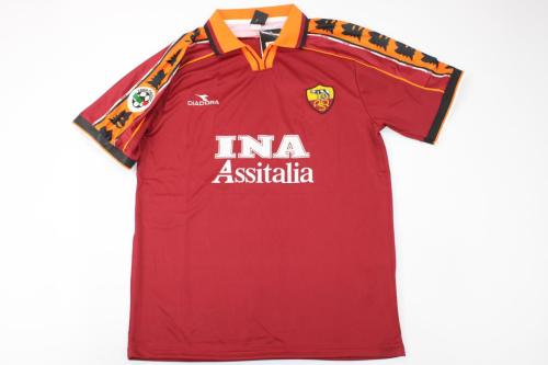 with Serie A Patch Retro Jersey 1998-1999 AS Roma Home Soccer Jersey Vintage Football Shirt
