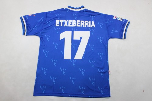 with LFP Patch Retro Jersey 2001/2003 Athletic Bilbao ETXEBERRTIA 17 Away Blue Soccer Jersey Vintage Football Shirt