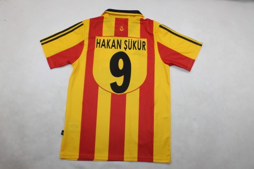 Retro Jersey 1999-2000 Galatasaray HAKAN SUKUR 9 Home Soccer Jersey Vintage Football Shirt
