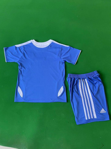 with Front Lettering Retro Youth Uniform Kids Kit 2011-2012 Chelsea UCL Final Home Soccer Jersey Shorts Vintage Child Football Set