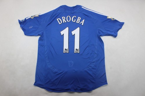 with EPL Patch Retro Jersey 2006-2007 Chelsea DROGBA 11 Home Soccer Jersey Vintage Football Shirt