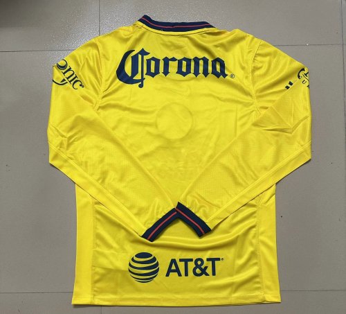 Fan Version Long Sleeve 2024-2025 Club America Aguilas Home Soccer Jersey Yellow Football Shirt