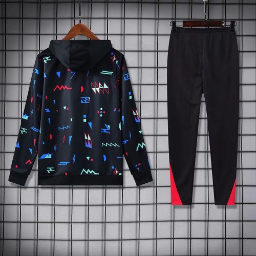 2024-2025 Portugal Black/Colorful Soccer Training Hoodie and Pants Football Hoody