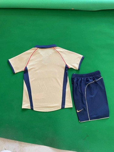 Retro Youth Uniform Kids Kit 2001-2002 Arsenal Away Gold Soccer Jersey Shorts Vintage Child Football Set