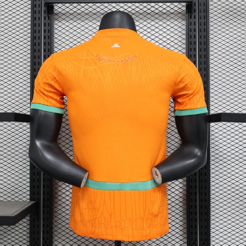 with Holes 2025 Player Version Ivory Coast Orange/Blue Football Shirt Côte d'Ivoire Soccer Jersey