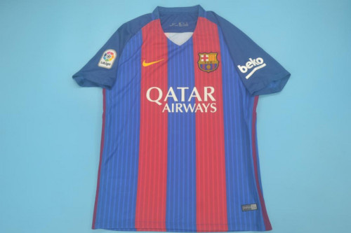 with LFP Patch Retro Jersey 2016-2017 Barcelona Home Soccer Jersey Vintage Football Shirt