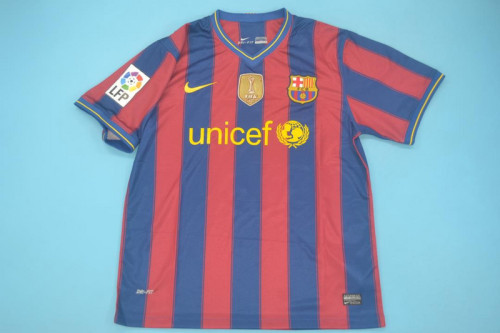 with LFP+Golden FIFA Patch Retro Jersey 2009-2010 Barcelona Home Soccer Jersey Vintage Football Shirt