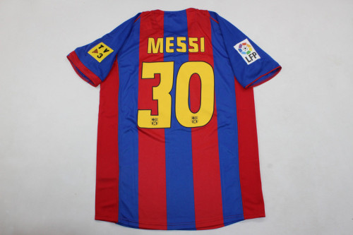 with Big LFP+TV 3 Patch Retro Jersey 2004-2005 Barcelona MESSI 30 Home Soccer Jersey Vintage Football Shirt
