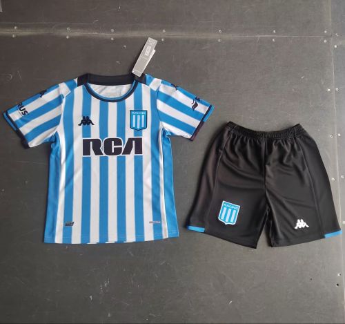 Youth Uniform Kids Kit 2024-2025 Argentina Racing Home Soccer Jersey Shorts Child Football Set