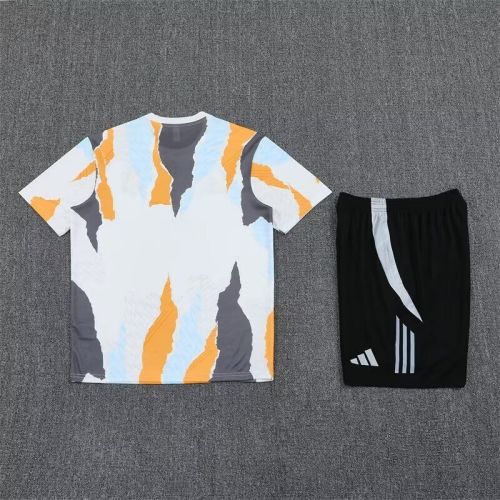 Adult Uniform 2024-2025 Real Madrid White/Yellow/Blue Soccer Training Jersey and Shorts Football Kits