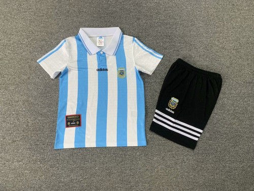 Retro Youth Uniform Kids Kit 1994 Argentina Home Soccer Jersey Shorts Vintage Child Football Set