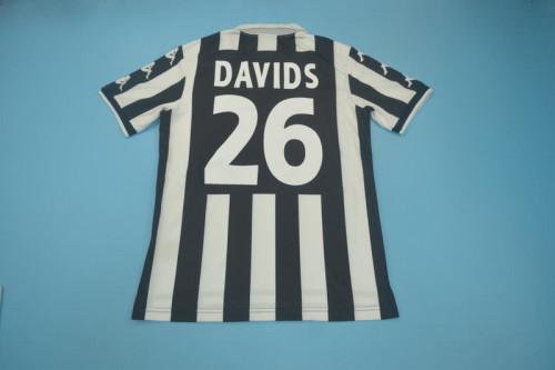 Retro Jersey 1999-2000 Juventus DAVIDS 26 Home Black/White Soccer Jersey Vintage Football Shirt