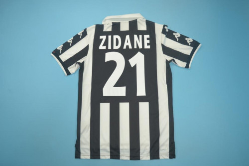 Retro Jersey 1999-2000 Juventus ZIDANE 21 Home Black/White Soccer Jersey Vintage Football Shirt