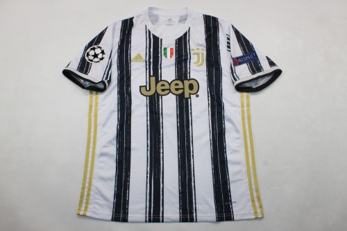 with Scudetto+UCL Patch Retro Jersey 2020-2021 Juventus Home Soccer Jersey Vintage Football Shirt